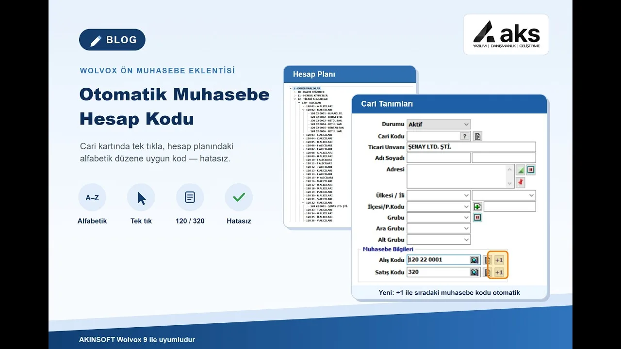 Wolvox Cari Genel Muhasebe Kodu – Otomatik Alfabetik Kodlama